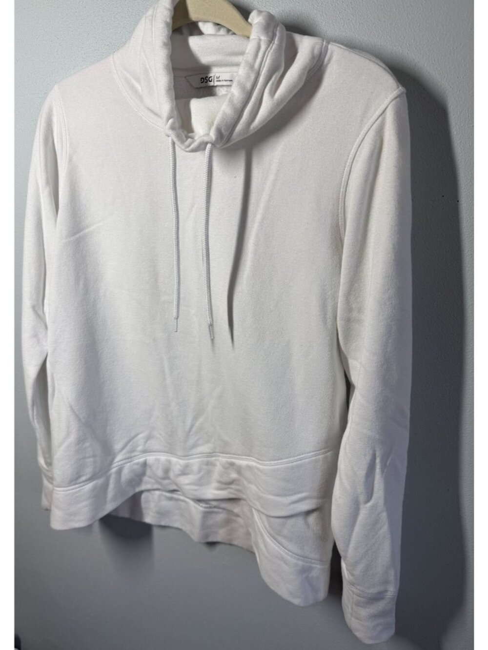 DSG Womens M White Cowl Neck Hoodie Pullover Cozy Athleisure Activewear Casual